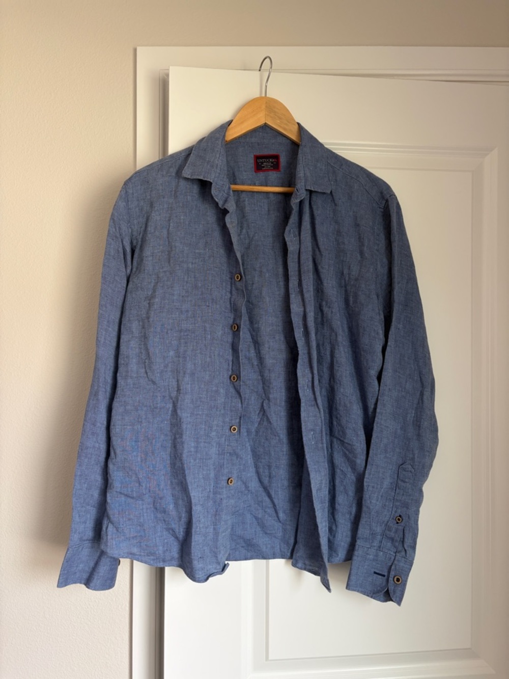 UNTUCKit Men's Blue Casual Button-Down Shirt 100% Linen